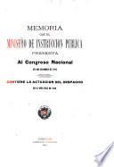 Memoria y cuenta que el Ministro de Educación presenta al Congreso Nacional de la República de Venezuela