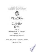 Memoria y cuenta ... que el Ministro de la Defensa presenta al Congreso Nacional