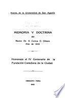 Memoria y doctrina del Rector Dr. D. Carlos D. Gibson, año de 1939