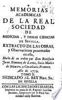 Memorias académicas de la Real Sociedad de Medicina y demás Ciencias de Sevilla