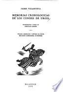 Memorias cronológicas de los condes de Urgel