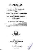 Memorias Para Ayudar A Formar Un Diccionario Critico De Los Escritores Catalanes, Y Dar Alguna Idea De La Antigua Y Moderna Literatura de Cataluña
