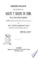 Memorias para la historia del asalto y saqueo de Roma en 1527 por el ejército imperial