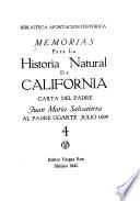 Memorias para la historia natural de California: Carta del padre Juan Maria Salvatierra al padre Ugarte, julio 1966
