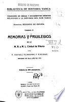 Memorias y privilegios de la M.N. y M.L. ciudad de Vitoria