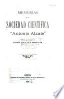 Memorias y revista de la Sociedad Científica Antonio Alzate.