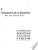 Mensaje de S. E. el Presidente de la República en la apertura de las sesiones ordinarias del Congreso Nacional