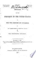 Message from the President of the United States, to the Two Houses of Congress