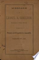 Message of Lionel A. Sheldon, Governor of New Mexico