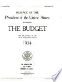 Message of the President of the United States Transmitting the Budget for the Service of the Fiscal Year Ending ...