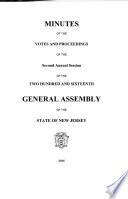 Minutes of the Votes and Proceedings of the ... General Assembly of the State of New Jersey