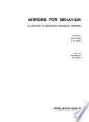Mirrors for Behavior, an Anthology of Observation Instruments Continued, Edited by Anita Simon, E. Gil Boyer, with the Assistance of Gail Karafin. [1970 Supplement].