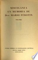 Miscelanea en memoría de dom Mario Férotin, 1914-1964