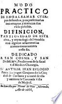 Modo practico de embalsamar cuerpos defunctos, etc