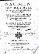 Nacimiento, vida, y muerte del apostol S. Pedro etc