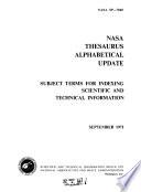 NASA Thesaurus Alphabetical Update