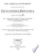 New American Supplement to the Latest Edition of the Encyclopædia Britannica