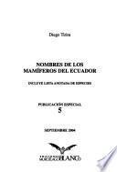 Nombres de los mamíferos del Ecuador