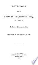 Note-book Kept by Thomas Lechford, Esq., Lawyer