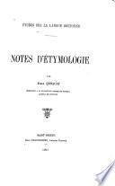 Notes d'étymologie