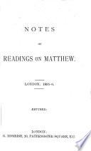 Notes of readings on Matthew