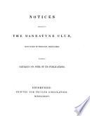 Notices relative to the Bannatyne Club