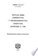 Noticias sobre cooperativas y pseudocooperativas argentinas anteriores a 1900