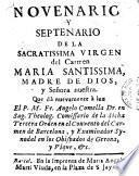 Nouenario y septenario de la Sacratissima Virgen del Carmen, Maria Santissima Madre de Dios y Señora nuestra
