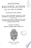 Novisima recopilación de las Leyes de España: Libros I-II