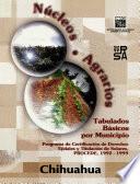 Núcleos agrarios. Tabulados básicos por municipio. Programa de Certificación de Derechos Ejidales y Titulación de Solares. PROCEDE. 1992-1999. Chihuahua
