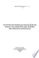 Nuevos materiales filológicos para una edición del Poema de Fernan González