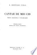 Obras completas de R. Menéndez Pidal: Cantar de mío Cid