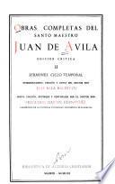 Obras Completas Del Santo Maestro Juan de Avila: Sermones: ciclo temporal