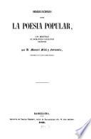 Observaciones sobre la Poesia Popular, con muestras de Romances Catalanes inéditos