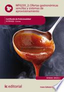 Ofertas gastronómicas sencillas y sistemas de aprovisionamiento. HOTR0408