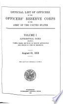 Official List of Officers of the Officer's Reserve Corps of the Army of the United States