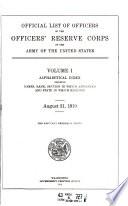 Official List of Officers of the Officers' Reserve Corps of the Army of the United States, 1919
