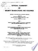 Official Summary of Security Transactions and Holdings Reported to the Securities and Exchange Commission Under the Securities Exchange Act of 1934 and the Public Utility Holding Company Act of 1935