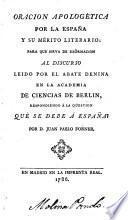 Oracion apologetica por la Espana y su merito literario (etc.)