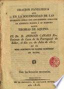 Oración panegérica... a Sto. Thomás de Aquino