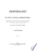 Ordförrådet i de älsta islänska handskrifterna ...