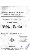 Origen del kechua y del aymara, discurso de recepción de Pablo Patrón