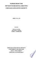 Papers from the Regional Meeting, Chicago Linguistic Society