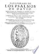 Paraphrasis de los Psalmos de David ...