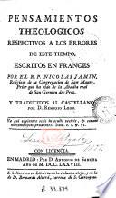Pensamientos theologicos respectivos a los errores de este tiempo