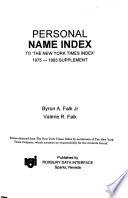Personal Name Index to The New York Times Index, 1975-1993 Supplement