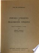 Poésies lyriques et fragments épiques