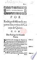 Por R. de Miranda mayor en dias ... con Don R. de Miranda Ponce [in a lawsuit respecting a right of succession to estates].