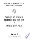 Previsiones del desarrollo económico y social, 1969-1972, y planes del sector público