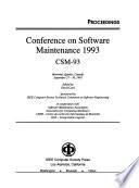 Proceedings, Conference on Software Maintenance 1993